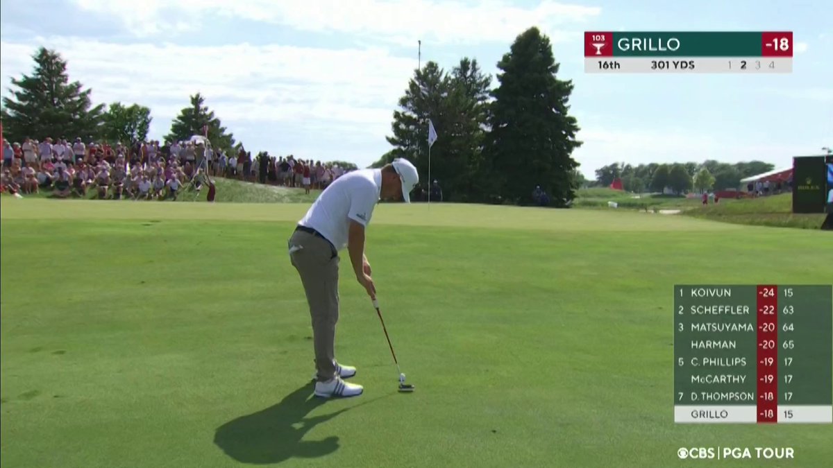 Emiliano Grillo plays the Texas wedge to perfection for eagle on 16 🦅🇦🇷 📺 CBS