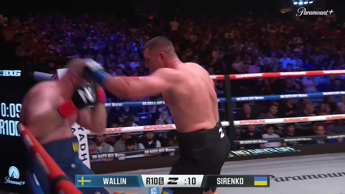 RIGHT AT THE END OF THE FIGHT 🤯 Vladyslav Sirenko FLOORS Wallin with a flurry to get the KO in R10! [ #ZuffaBoxing09 | LIVE on @ParamountPlus ]