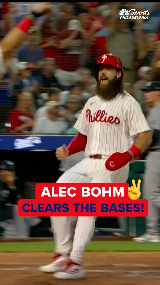 Hear from Alec Bohm on how motivated he was and what upset him before he cleared the bases to give the Phillies a big lead tonight, next on NBC 10
