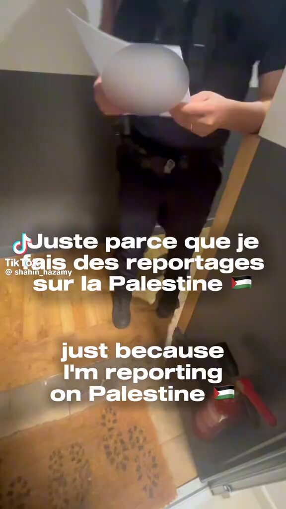 La prise de parole sur le génocide en #Palestine coûte cher aux journalistes français ! Le Ministère de l'interieur (Ministère de l'Intérieur )émet des gels des avoirs porté directement par des policiers au domicile de Shanin Hazami journaliste indépendant !