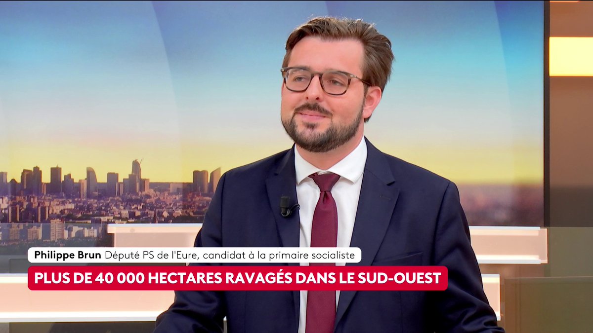 🔴 🗣 "Je n'ai pas peur parce que c'est ce qui va se passer (...) c'est probablement l'été le moins chaud des 30 prochaines années, il va falloir qu'on s'habitue à des canicules à répétition, à des incendies très importants", assure le député Philippe Brun. #canal16