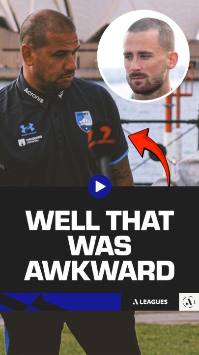Well that was awkward... 😬 Jordan Courtney-Perkins was all of us during Sydney FC's Sydney Super Cup press conference 🤣