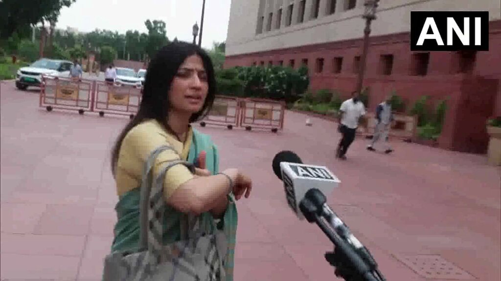 #WATCH | Delhi | Samajwadi Party MP Dimple Yadav says, "We are seeing how atrocities against the students are not stopping under the BJP rule. Pellet guns were used in Delhi, and like you are saying, AK-47 was used against students in Bihar. This is condemnable. The spirit of freedom of people is being killed under the BJP govt."