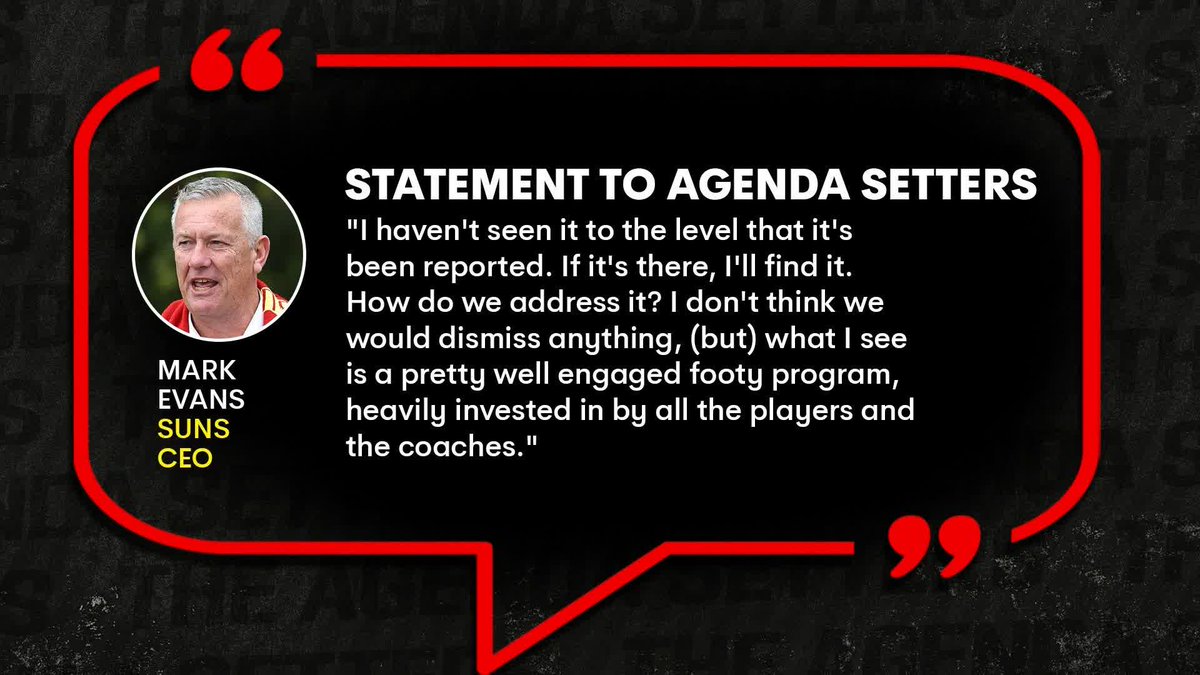 Suns CEO Mark Evans: "We will do a review where we are happy to prosecute the important things that emerge." Stream The Agenda Setters on 7plus 👉