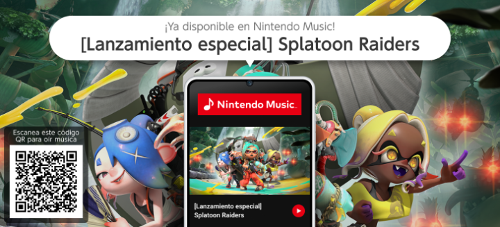 ¡Se han añadido a #NintendoMusic ciertos temas de la banda sonora de #SplatoonRaiders! 🎶 Escúchalos ya mismo: