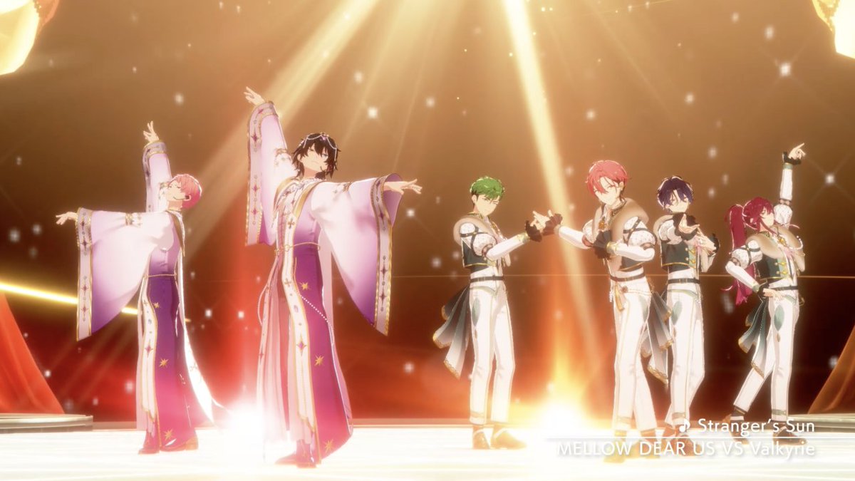 (14/14)【お知らせ】 『ＭＭ』では各ユニットの課題曲MVが登場！ アプリでの登場に先行して『MELLOW DEAR US VS Valkyrie』が歌う『Stranger’s Sun』のMVを先行公開します❗ #あんスタ