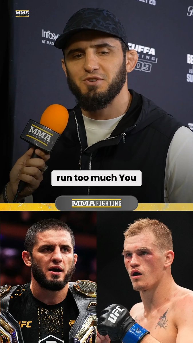 Islam Makhachev on preparing for Ian Machao Garry at #UFC330: "I just have to run in this camp too much because I have to follow him. He runs too much. I know his game plan." On what Charles Oliveira can teach him: "Teach him how to tap fast. That’s it." (🎥 José Youngs)