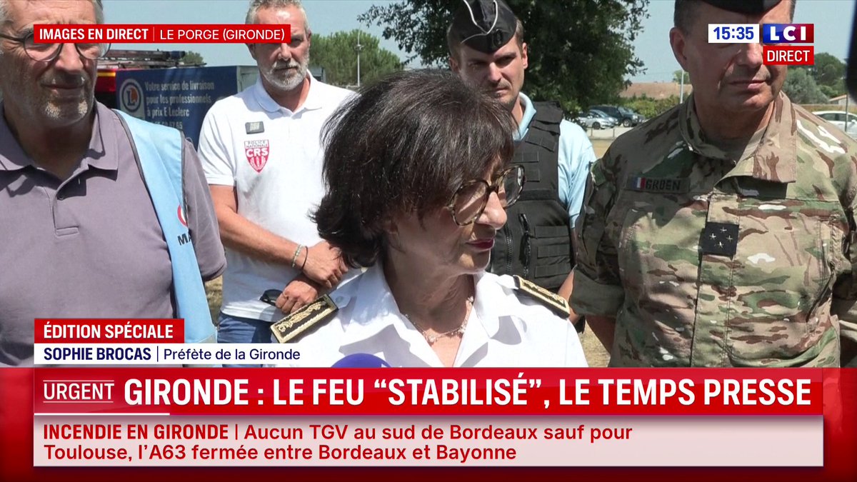 🔴 Incendie en Gironde 🗣️ "C'est un feu inédit, qu'on n'a jamais vu en France (...) Notre priorité, c'est de sauver des vies", assure la préfète de Gironde Sophie Brocas.