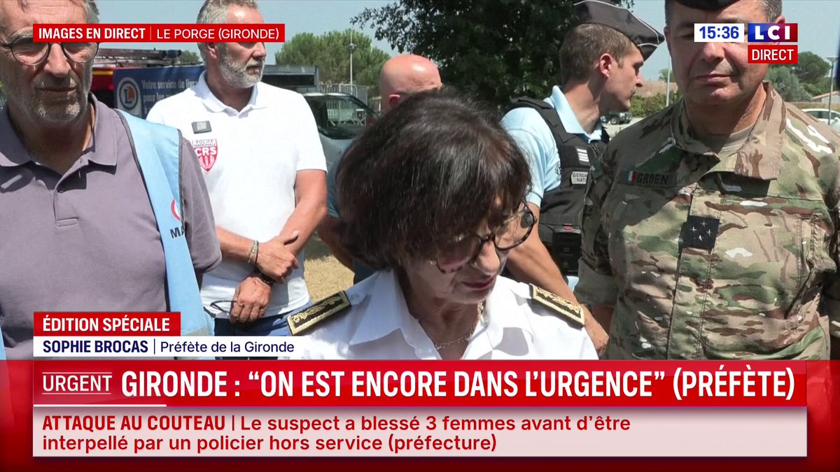 🔴 Incendie en Gironde : "On a beaucoup de moyens et s'il en faut encore plus on les demandera", assure la préfète de Gironde, Sophie Brocas.