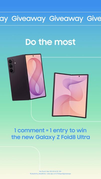 Catch all the details with our best camera on a foldable yet. Comment for a chance to win the new #GalaxyZFold8 Ultra. 💅 #GalaxyAI Want to enter? ➡️ Follow us and reply with #GalaxyGiveaways #GalaxyZFold8 Ultra for your chance to win. 👌 Pro Tip: Copy and paste the hashtags to make sure your entry is counted. 🤭 Unlimited entries, so shoot your shot. No Purch Nec 50 US & DC 18+ Ends 11:59pm CT on 7/27 Rules/entry deadlines: