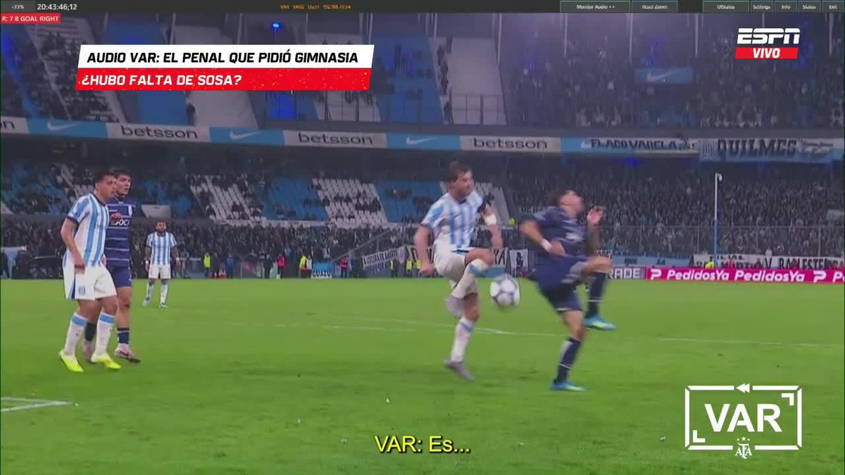 🎧 EL AUDIO DEL VAR EN AVELLANEDA La polémica jugada de Sosa y Auzmendi en Racing vs Gimnasia, de acuerdo a los registros oficiales. ▶️ Mirá #ESPNF12 en el Plan Premium de #DisneyPlus