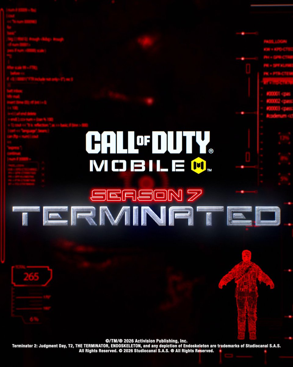 The future has been rewritten. Season 7: Terminated launches on August 5th at 5 PM PT.