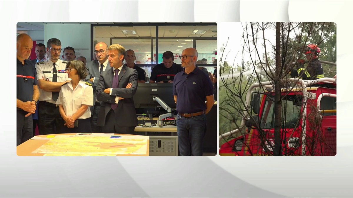 🔴 🗣️ Incendie en Gironde : "Si l'on pouvait avoir un appui aérien complémentaire la nuit, ce serait vraiment une plus-value", plaide le directeur du SDIS Gironde Marc Vermeulen, auprès d'Emmanuel Macron. #canal16