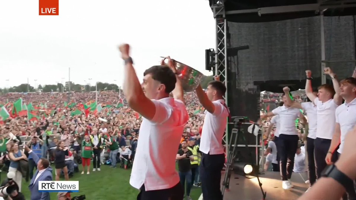 Watch the moment the Sam Maguire Cup appeared amid a sea of green and red in Castlebar. Mayo players and fans will never forget this #sundaygame