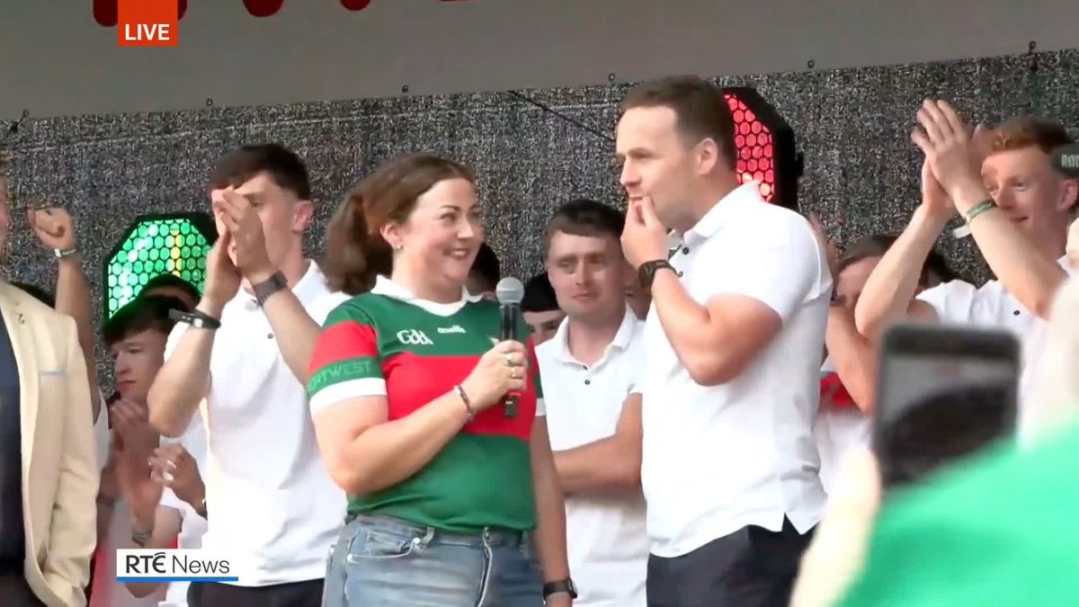 "They sneered at us, they laughed at us. But they won't laugh at us any more." Mayo manager Andy Moran speaks to supporters about the county finally becoming champions after 75 years of pain. #sundaygame