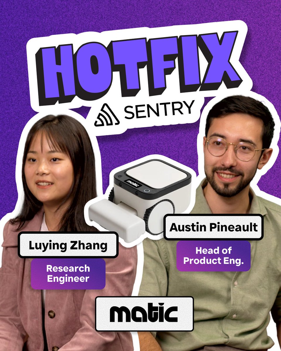 Welcome to HotFix, the show where Sentry customers return the favor. We helped @MaticRobots fix their broken code. Now, it's their turn to clean up a mess in our office. Featuring Luying Zhang and Austin Pineault from Matic 🤝