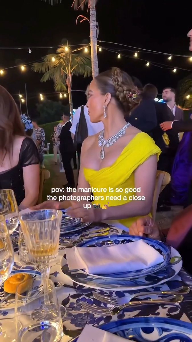 JLo can't help but give the people what they want 💖 The superstar, 57, showed off her stunning manicure for the photographers at Dolce &amp; Gabbana's Alta Moda event in Sicily, striking some cute poses to let the nail art pop 💅 📽️ : tombachik #jlo #nailart #manicure