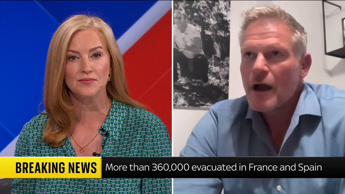 "It was really eerie." Ben Sturnham, who fled the wildfires in France, explains to Sarah-Jane Mee about the sense of anxiety among other tourists also trying to escape. 📺 Sky 501, Virgin 602, Freeview 233 and YouTube