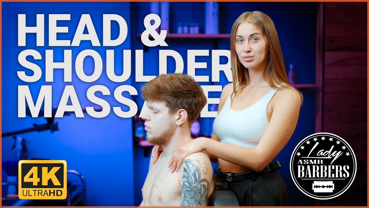 Head, face &amp; shoulders — Olga covers it all 😌 Full relaxation ASMR from our Lady Barber series. #ASMR #LadyBarber #ShoulderMassage #BarberMassage #Relaxation
