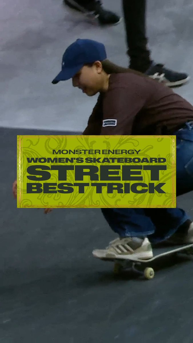 Momiji Nishiya wins GOLD for XC New York with a crook nollie heel on the big rail in @monsterenergy Women's Skateboard Street Best Trick at the MoonPay 🟣 X Games League Championship in NOLA! 🥇