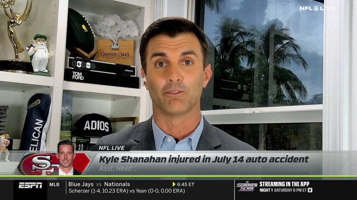 .Jeff Darlington on 49ers head coach Kyle Shanahan's recovery from an auto accident.