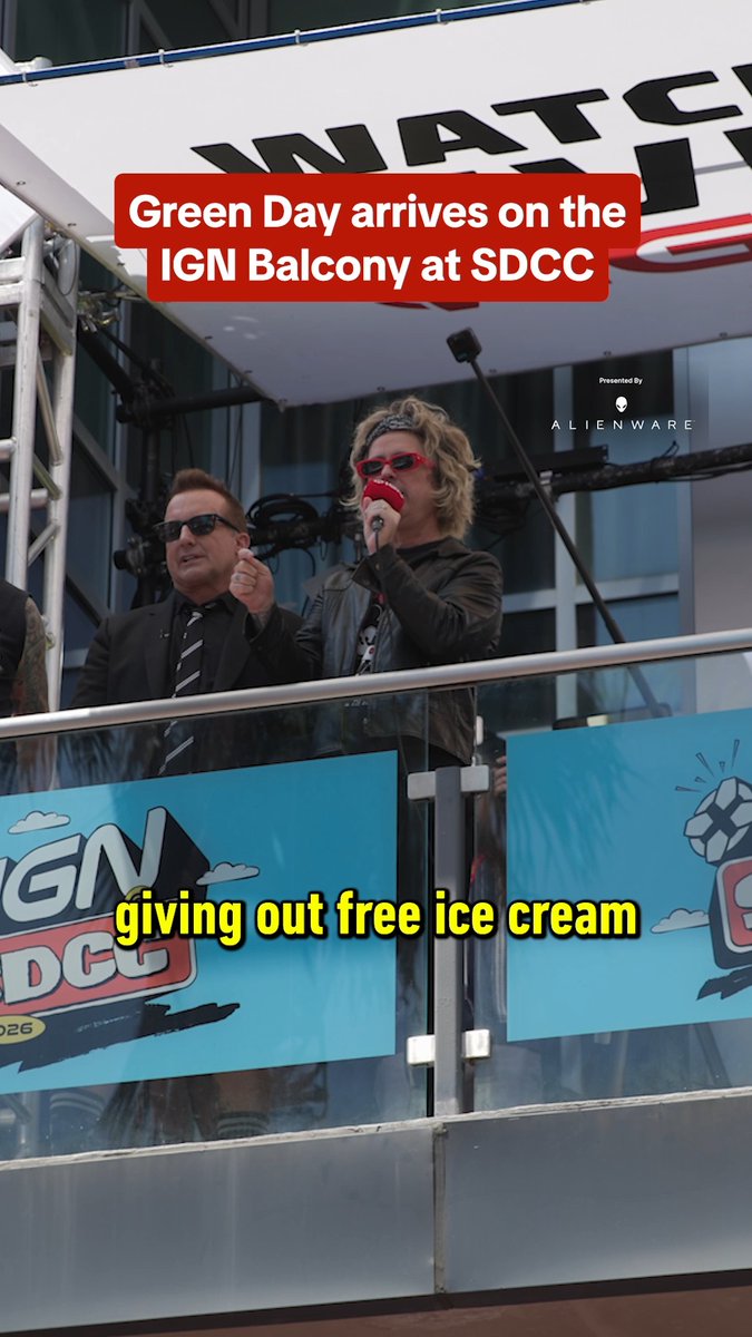 Green Day greeted Comic-Con from the IGN Balcony and played songs on top of an ice cream truck! In partnership with Aliens: Fireteam Elite 2, Alienware, BRISK x Splatoon Raiders and Ramayana