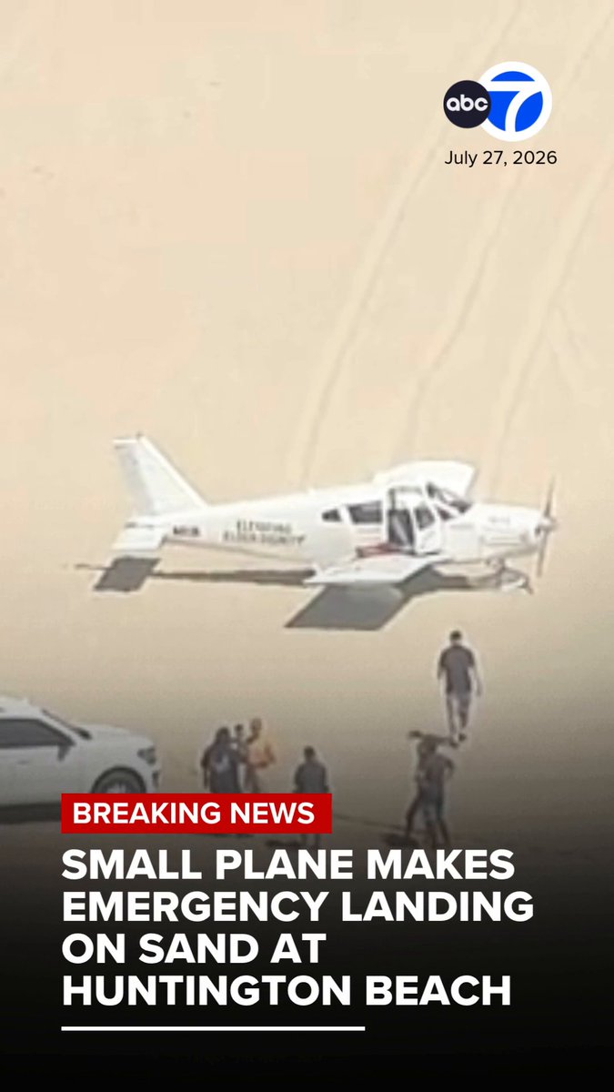#BREAKINGNEWS: A small plane made an emergency landing on the sand at Huntington Beach on Monday. Read more here:
