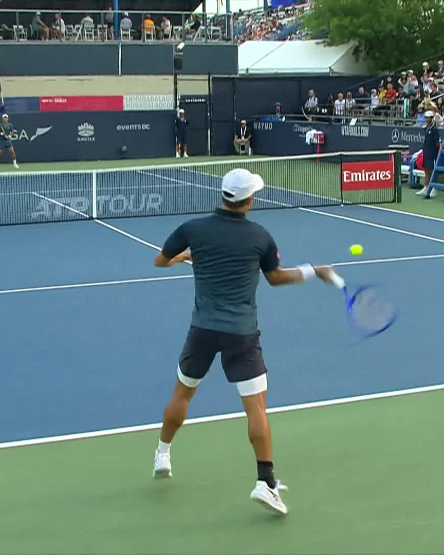 Special, Kei 🙌 A vintage forehand winner from Kei Nishikori at #MubadalaDCOpen