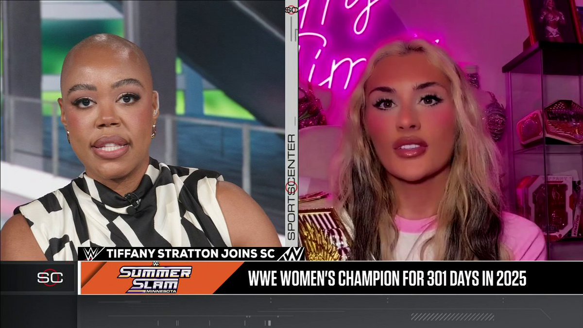 "I'm also from Minnesota, so how amazing would that be to become 'Tiffy Two Titles' in my hometown? I think that needs to happen." Tiffany Stratton is looking forward to a potential title fight win at WWE #SummerSlam 👀 Stream WWE #SummerSlam Aug. 1-2 on the ESPN App with an ESPN Unlimited plan ➡️