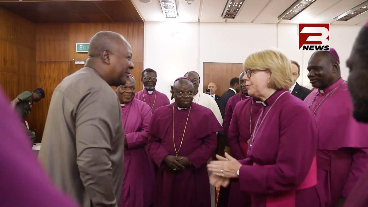 The Archbishop of Canterbury, Most Reverend Sarah Mullally, has paid a courtesy call on President John Dramani Mahama at the Jubilee House. The meeting, held on Monday, July 27, 2026, is part of a 10-day pastoral visit to the Church of the Province of West Africa, the Archbishop's first to the continent since her installation in March. #3NewsGH #TV3GH