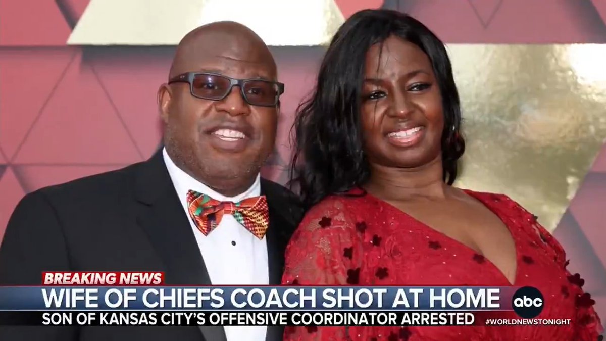 The wife of Kansas City Chiefs offensive coordinator Eric Bieniemy was allegedly shot multiple times by their son inside the couple's Virginia home, according to police. Mia Bieniemy is hospitalized in stable condition. Pierre Thomas has details.