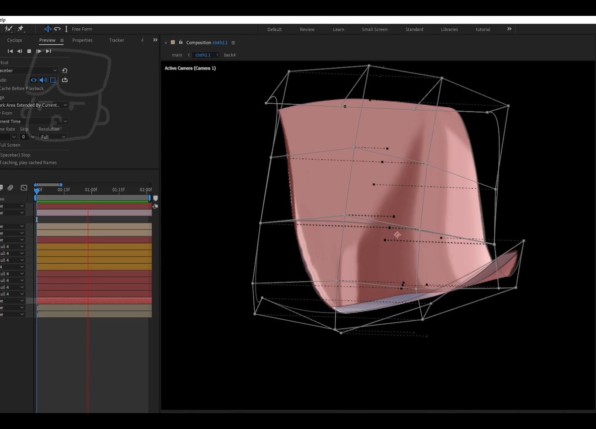 3D mesh rigging on 2D elements. This makes animating fabric feel so much more realistic