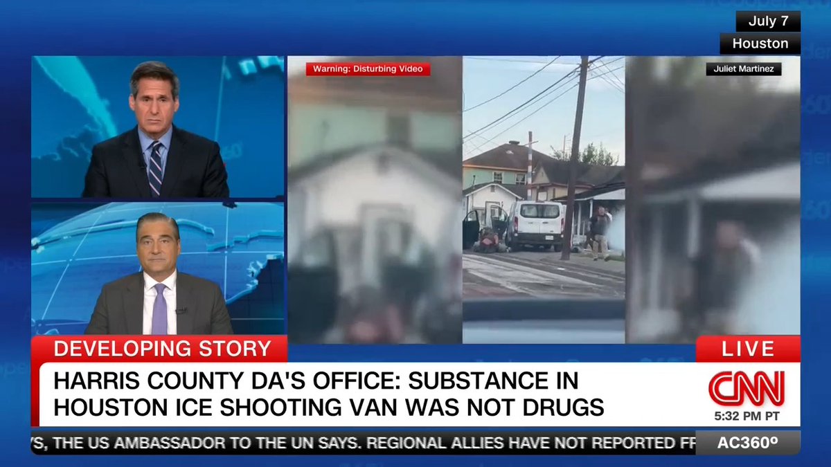After federal authorities said there might have been illegal drugs in the van driven by the man killed by an ICE agent in Houston earlier this month, the Harris County District Attorney's Office says testing confirmed the substance was not drugs.