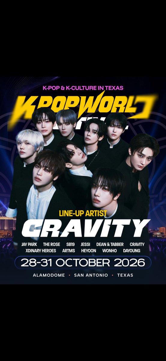 CRAVITY is confirmed for KPOPWORLD Festival at Alamodome, San Antonio, 30–31 October, and the nine members wanted to greet everyone personally with a special video message. Tickets and full details: #CRAVITY #KPOPWORLDFestival #Alamodome #SanAntonio CRAVITY OFFICIAL