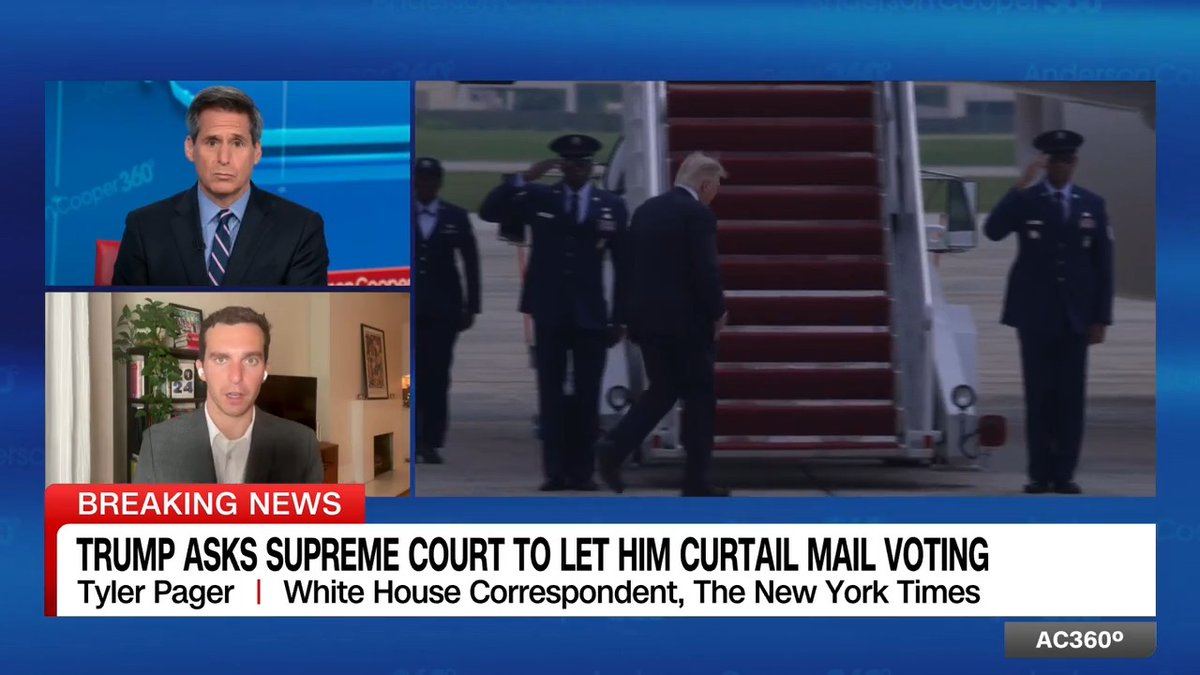 New York Times White House correspondent Tyler Pager says President Trump's own advisers aren't thrilled by his latest push to curtail voting by mail 99 days out from the midterms. "There are many Republicans who vote by mail, Donald Trump being one of them," Pager said.
