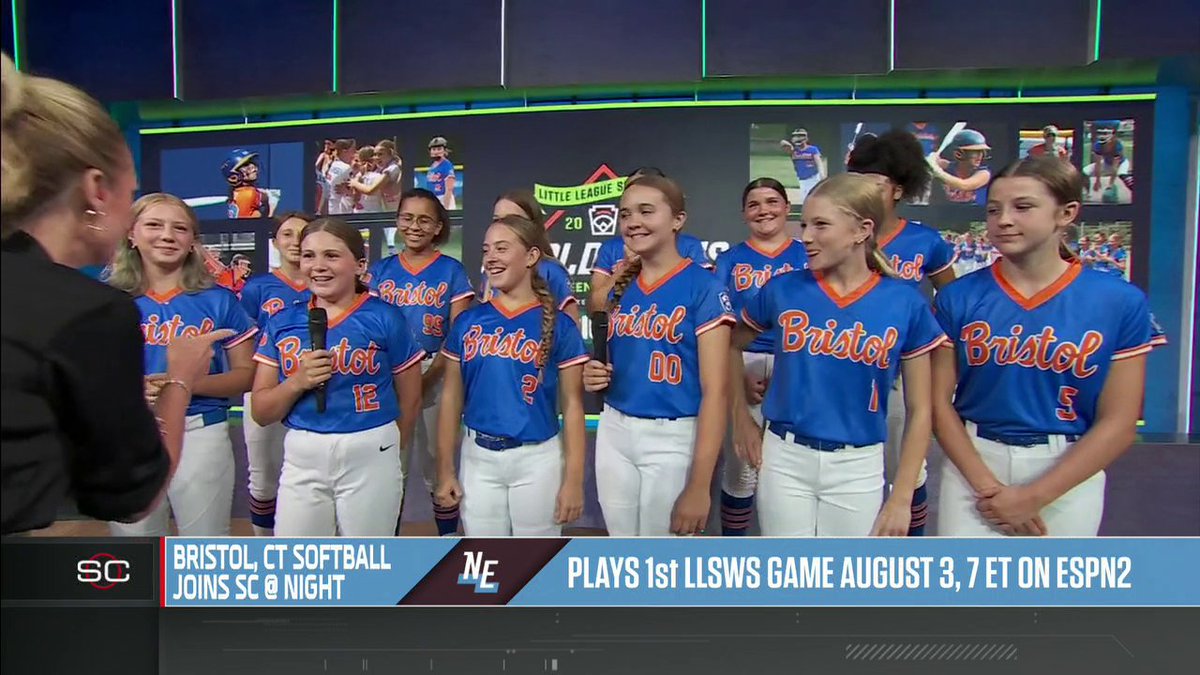 Bristol's finest 😤 Bristol, CT softball stops by the ESPN campus for a hometown sendoff ahead of the Little League Softball World Series 👏