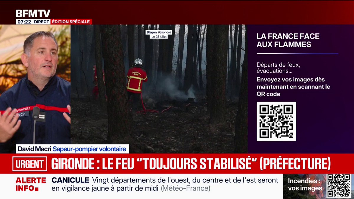 Lutte contre les incendies: "La nuit est un problème et peut être un atout", explique David Macri, sapeur-pompier volontaire