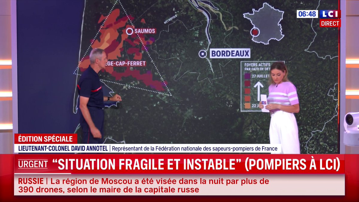 🔴 Comment stopper la propagation du feu en Gironde ? ➡️ Les explications du lieutenant-colonel David Annotel ⤵️ 📺 Matinale LCI présentée par Solenn Riou
