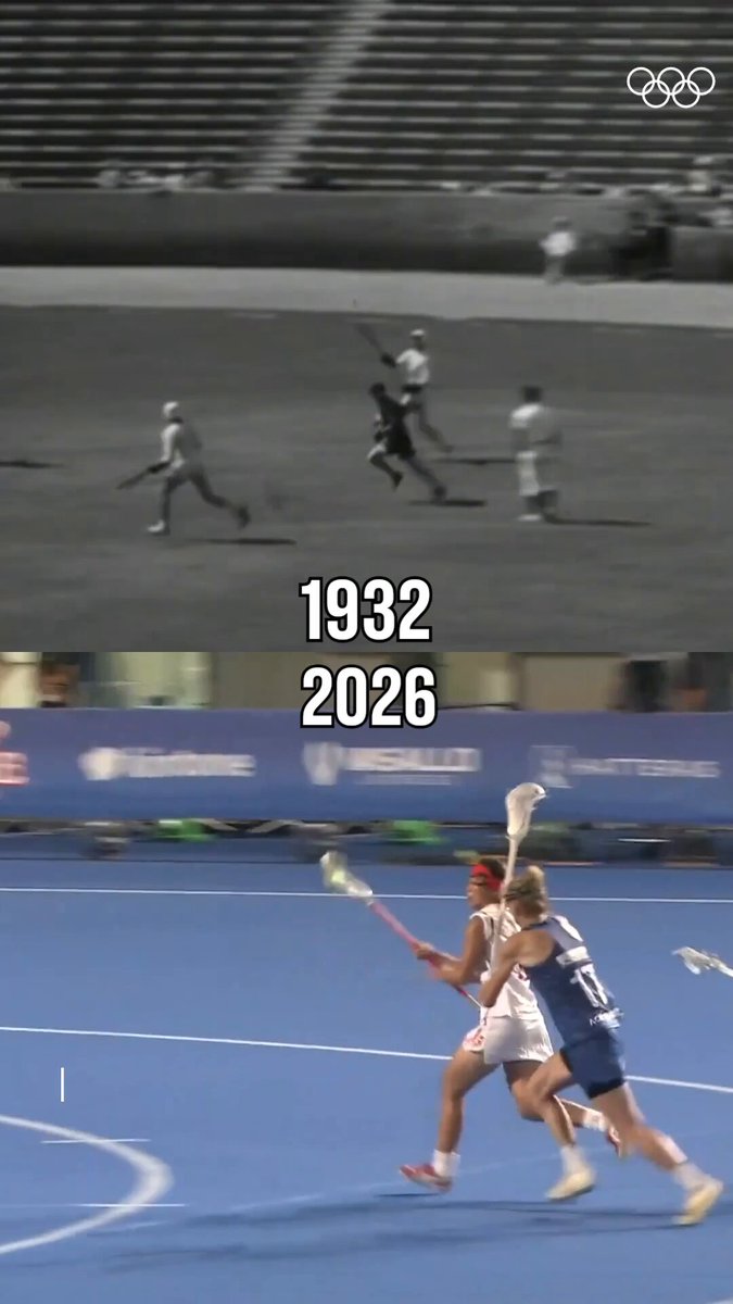 1932vs2026 ロサンゼルス1932では公開競技として行われたラクロス🥍 約90年前の映像とWORLD LACROSSE 女子世界選手権大会を比べてみよう👀 日本ラクロス協会（Japan Lacrosse） ©1932 / 📹: WORLD LACROSSE