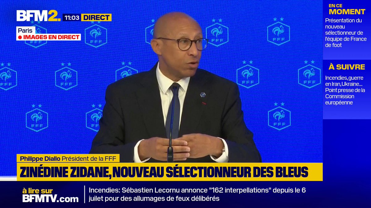 💬 "Pendant 14 ans, il a mené notre équipe de France au sommet. Il a redressé l'image de l'équipe de France" Philippe Diallo, président de la FFF, sur le travail mené par Didier Deschamps #BFM2