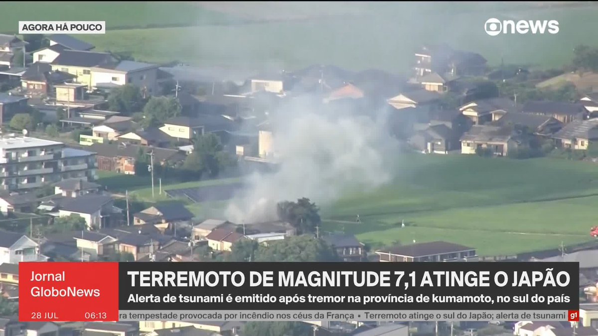 Terremoto de magnitude 7,1 atinge o Japão. Autoridades emitiram alerta de tsunami no sul do país. Serviços do transporte ferroviário foram paralisados. ➡️ Assista à #GloboNews: #jornalglobonews #Japão #terremoto