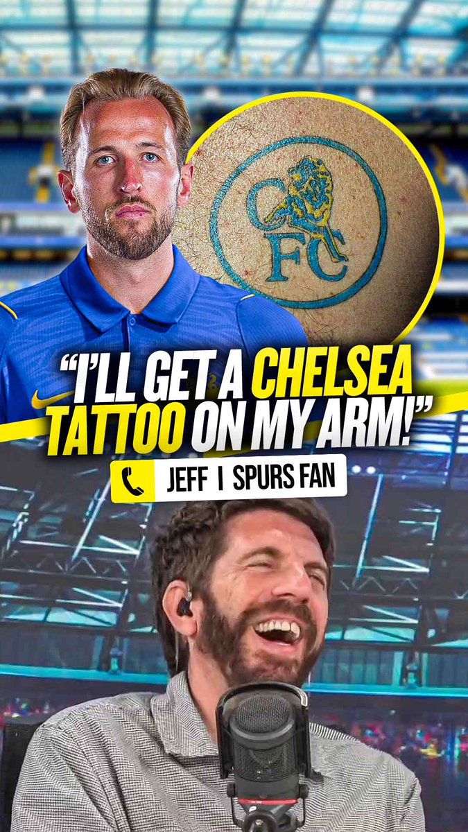 🤍 "Kane is proper Tottenham!" 😳 "If Kane goes to Chelsea, I'll do anything you want!" 😬 "I will get a Chelsea tattoo on my arm! I'll get the lion and CFC!" This #THFC fan makes a bold promise as Andy Goldstein asks if #CFC should try to sign Harry Kane! 👀