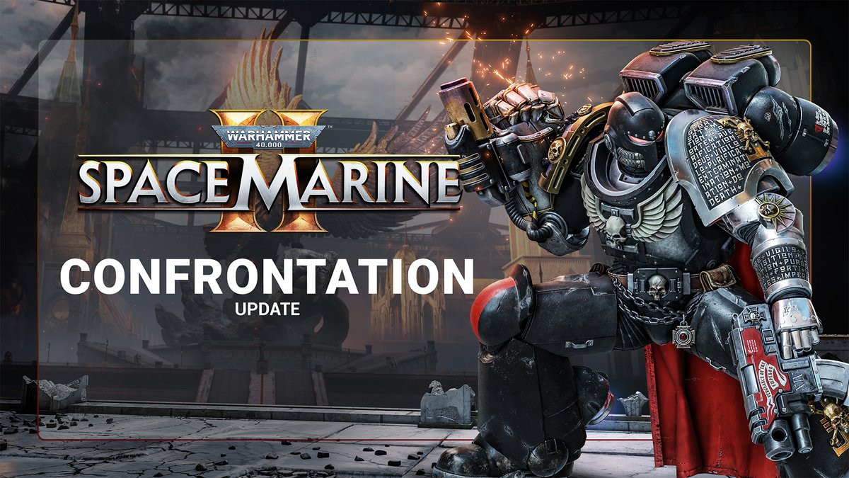 The Confrontation Update is out on #SpaceMarine2! 🗺️ 2 PvP maps 🔥 1 Enemy: Scarab Occult Terminator Sorcerer ⚔️ 6 Heroic Weapons 🛡️ 3 Armour Pieces 🦎 Salamander Champion Pack 2 🐦‍⬛ Raptors Cosmetic Pack 🖥️ Steam Modding support Play now: