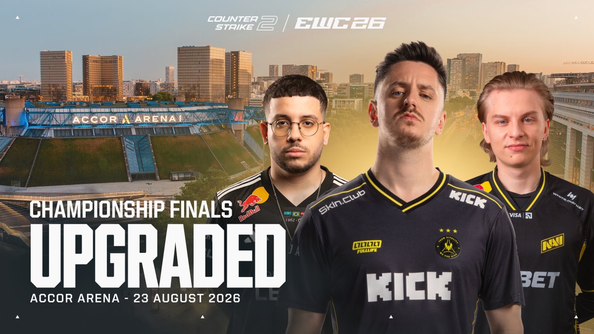 You sold it out so we made it bigger. The Counter-Strike 2 Championship Finals at EWC26 are moving to Accor Arena on August 23. Additional tickets available now 👇