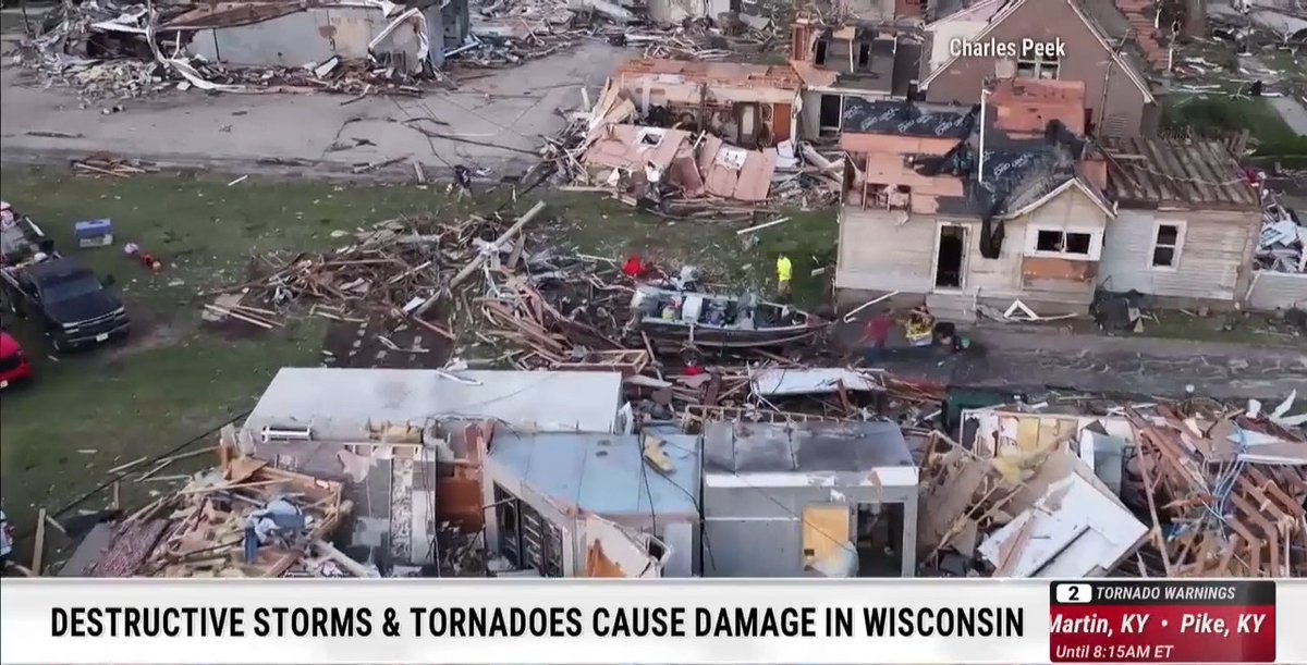 Storm tracker Charles Peek reports from Fox Crossing, Wisconsin, where a tornado caused widespread damage. A local fire station was heavily damaged, along with homes, businesses and other structures across the area:
