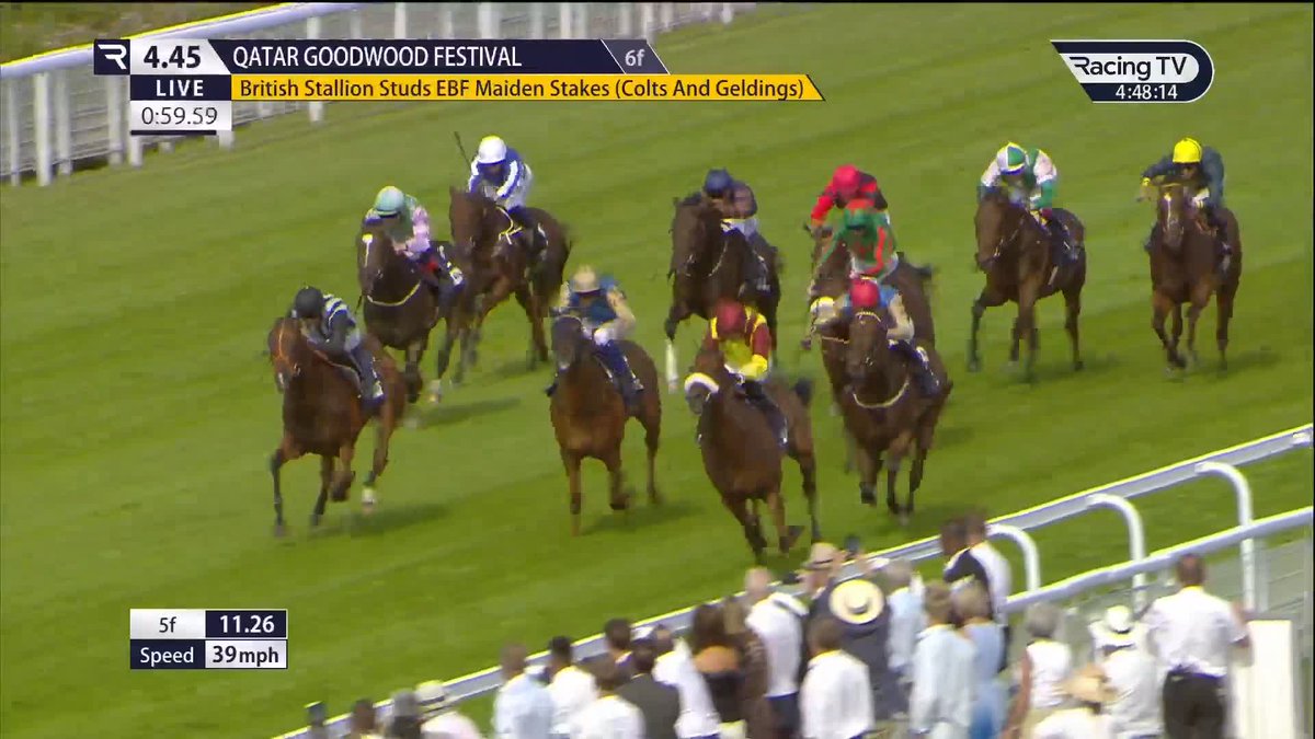 𝐀𝐠𝐫𝐢𝐩𝐩𝐚 (Naval Crown) takes advantage of Dorigo's waywardness, but nonetheless wins the British EBF Maiden Goodwood Racecourse with more than a little in hand .... Another nice young 'un for Richard Hannon