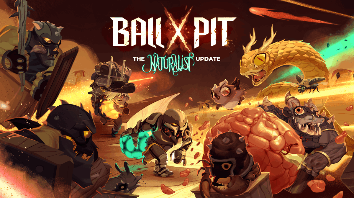 BALL x PIT's final free update, The Naturalist Update, launches on August 6 for PC, PS5, Xbox, Nintendo Switch and Switch 2, and mobile platforms. Featuring: 🧙 2 NEW CHARACTERS: The Ballbearer &amp; The Hoary Hoarder 🏐 11 NEW BALLS ✨ 5 NEW PASSIVES