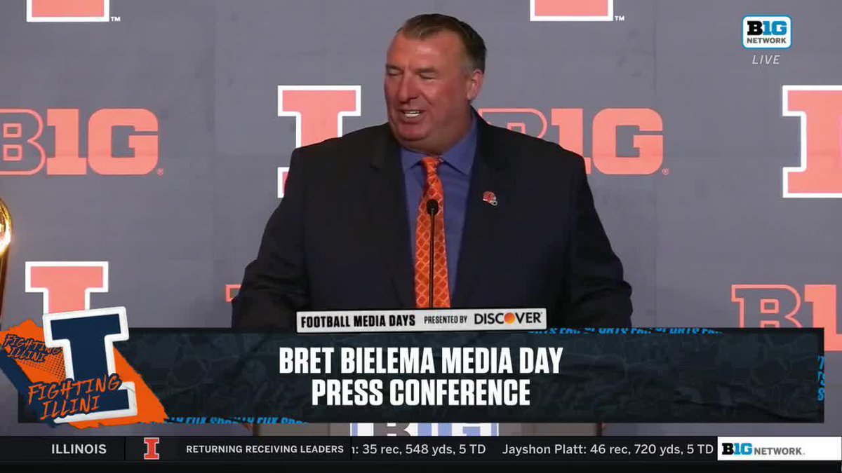 And now we know why Bret Bielema leads off Big Ten Conference media days 😊 The Illinois Football coach shares an anecdote about 1991 media days in Chicago 👇