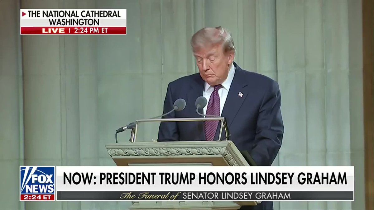 "He was the first person to make you laugh, and one of the last people that you'd really ever wanted to fight. These were the traits that made him into one of the great figures in Senate history." President Trump honors the late Senator Lindsey Graham as a legend and one of the most influential figures in Senate history, remembering the longtime South Carolina lawmaker for his quick wit, toughness, and lasting impact on the country. Download the FOX News app right now so you don't miss the funeral of Senator Lindsey Graham: