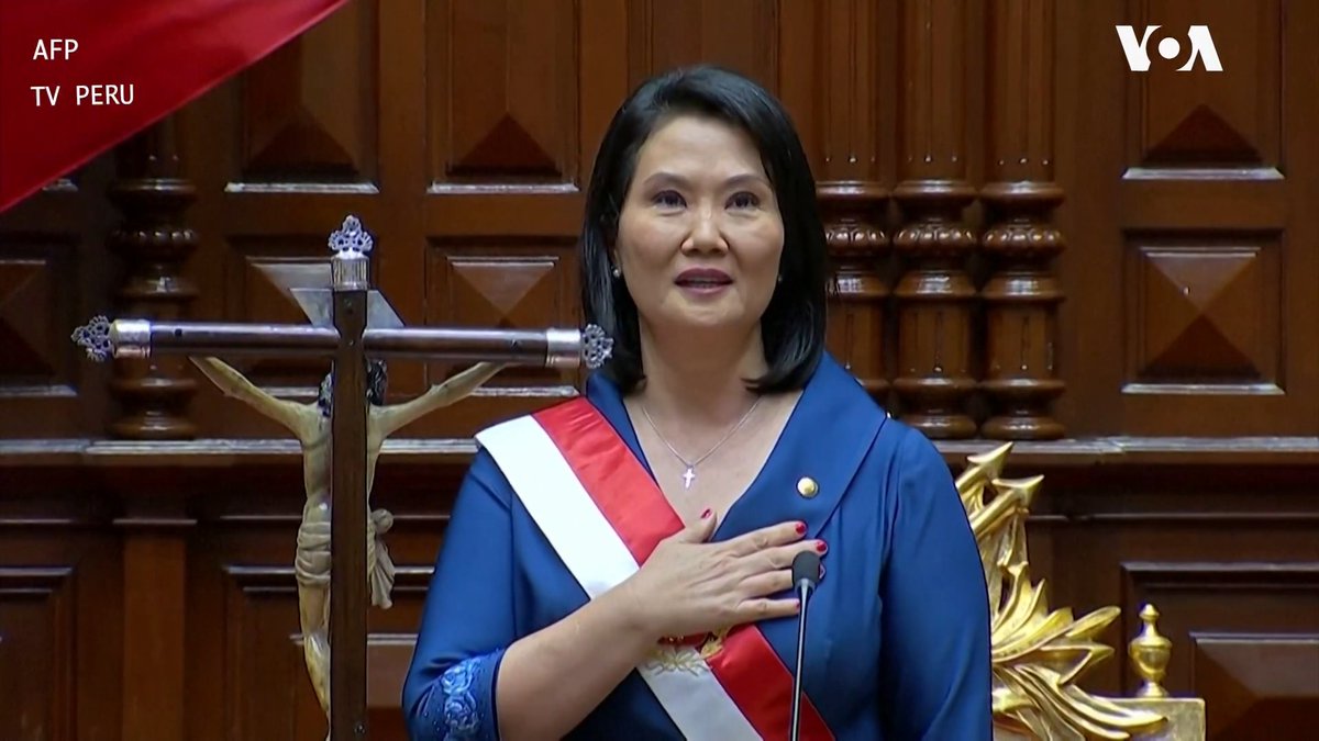 藤森庆子(Keiko Fujimori)7月28日在秘鲁首都利马举行的仪式上宣誓就任总统。 更多：